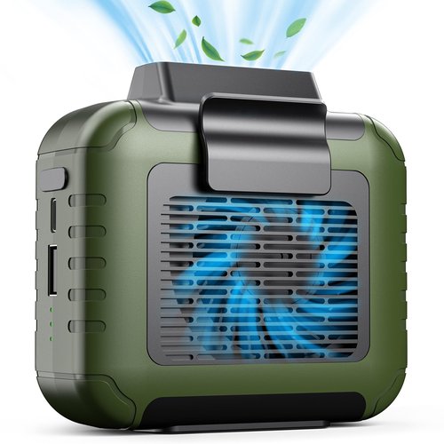 Yeedie Portable Mini Waist Fan Rechargeable with 23H Working Time, 6200 RPM Strong Airflow, 3 Speed Levels, Belt Shirt Fan Clip on Waist Portable Cooling device for Blue Collar,Outdoor Working,Jobsite