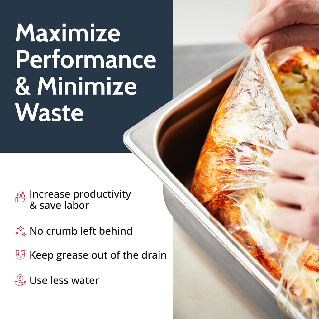 PanSaver RC Clear Liners for Easy Clean Up - Disposable Buffet Pan Liners, Ovenable up to 400F - Clear (Third & Quarter Pan - Medium & Deep | 19 x 12 IN)