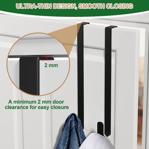 15" Reversible Wreath Hangers for Front Door, Fit Most Doors up to 1-3/4", Heavy Duty Steel Over The Door Hooks Hold up to 80 LBS for Spring & Easter Wreaths, Seasonal Door Decor (Black 2 Pack)