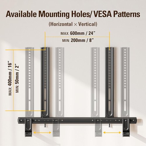 Mounting Dream Soundbar Mount - Heavy Duty Wall Bracket for Sound Bars Up to 26.5 LBS | Adjustable Height, No-Slip Base