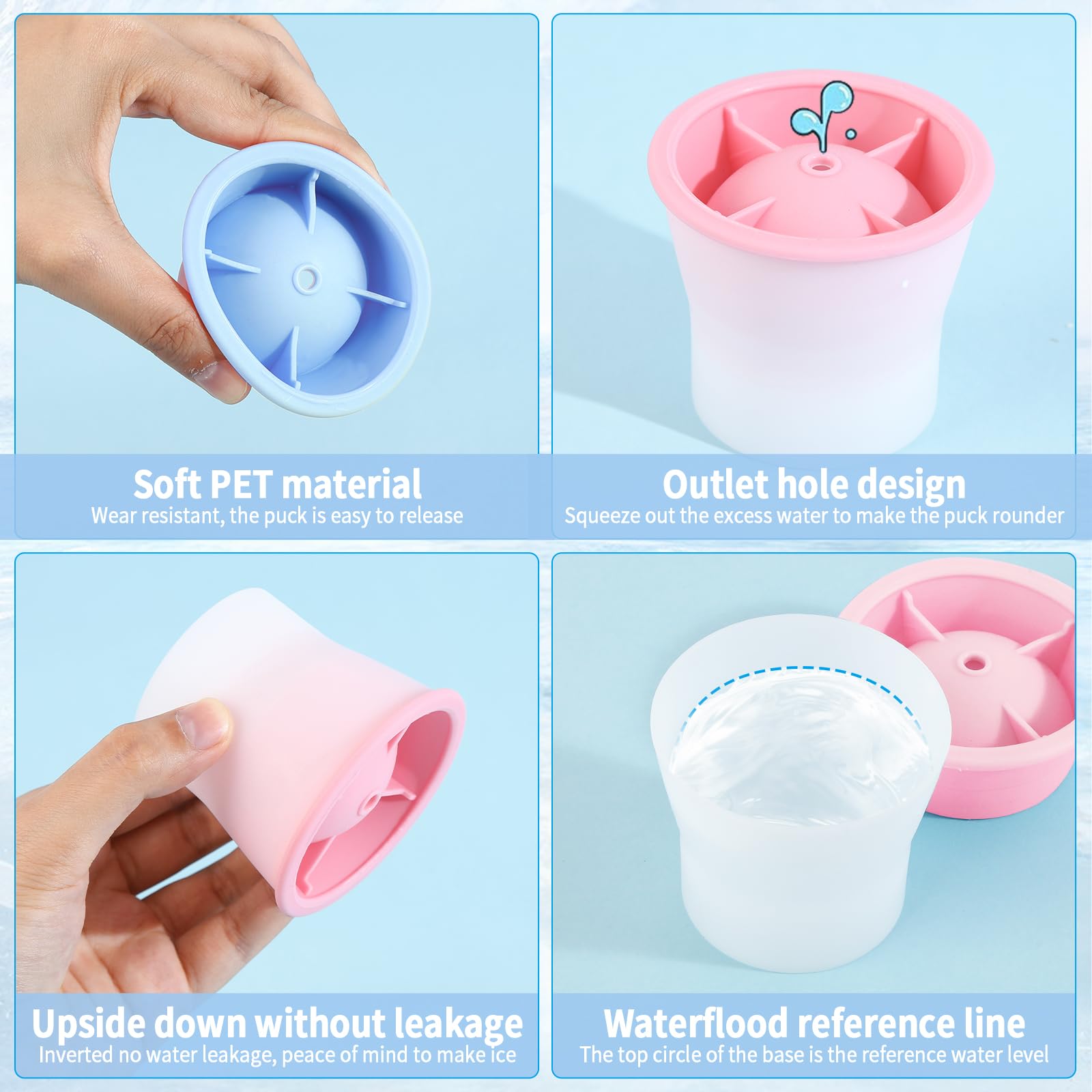 (Upgrade) Ice Molds 3 PCS, Silicone Sphere Ice Mold Maker, Stackable Easy Release Circle Ice Cube Mold with Lids, Spherical Ice Makers with Lids for Whiskey, Cocktails, Bourbon, and Drinks