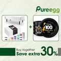 Pureegg 8-Pack White Disposable Tablecloths & 100 Heavy-Duty Black Plates | BPA-Free, Leakproof, 54x108 Inch