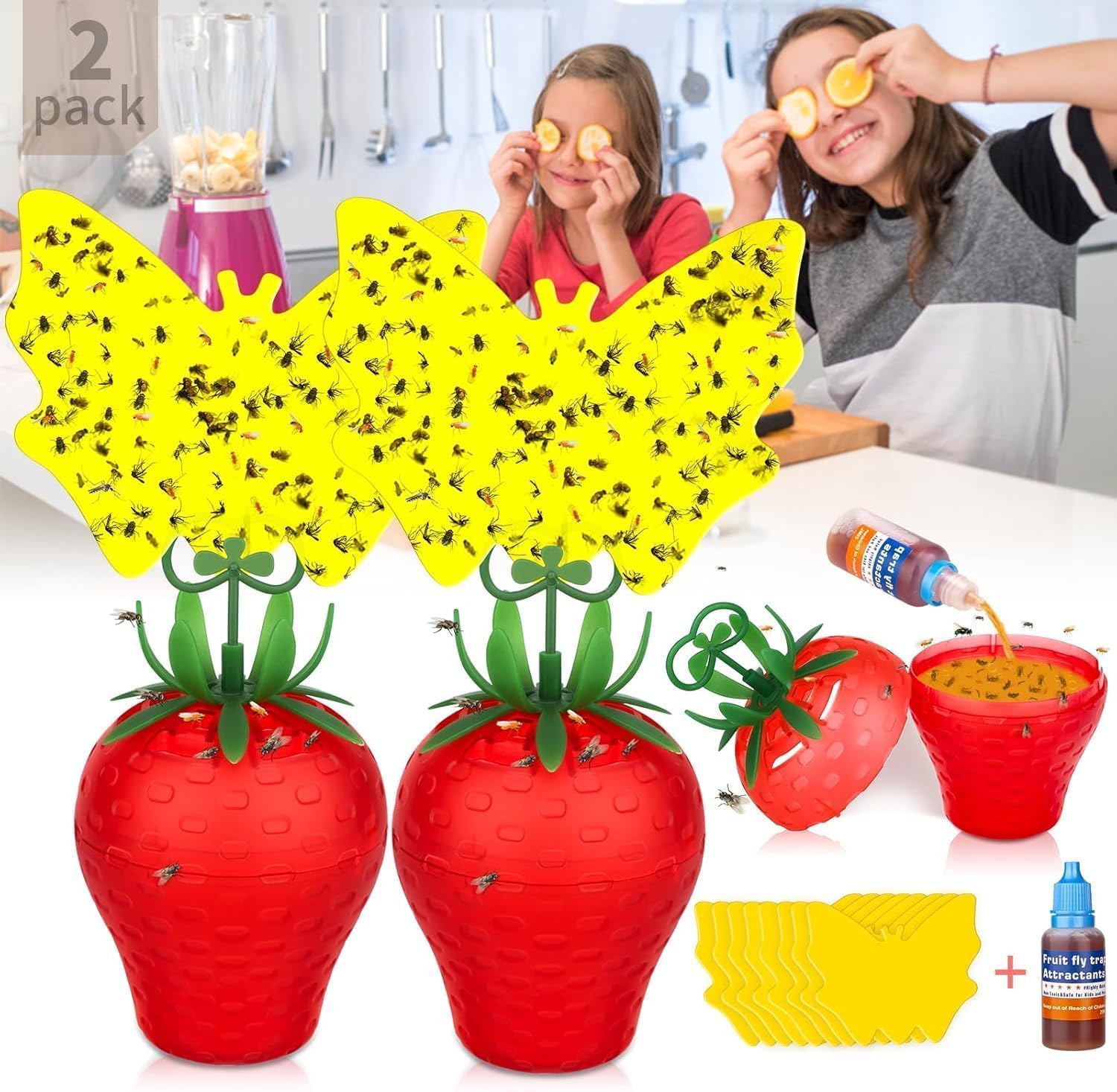 Skiennix Fruit Fly Traps - Effective Indoor Gnat Killer | Safe for Pets & People, Durable Sticky Design