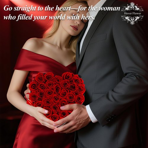 Hover Flower 27 Forever Preserved Flowers in a Box, Vanlentines Day Gifts for Her, Eternal Roses Flowers for Delivery Prime, Birthday Gifts for Women Mom Grandma Wife (Red)