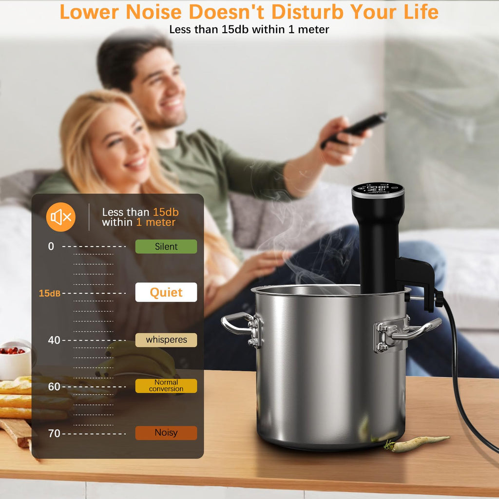 CATTLEMAN Sous Vide Machines Wi-Fi, 1000W, IPX7 Waterproof, Immersion Circulator Precise Cooker, Suvee Cooker with Accurate Temperature&Timer Touch Control, Portable, Noise-free, Fast Heating