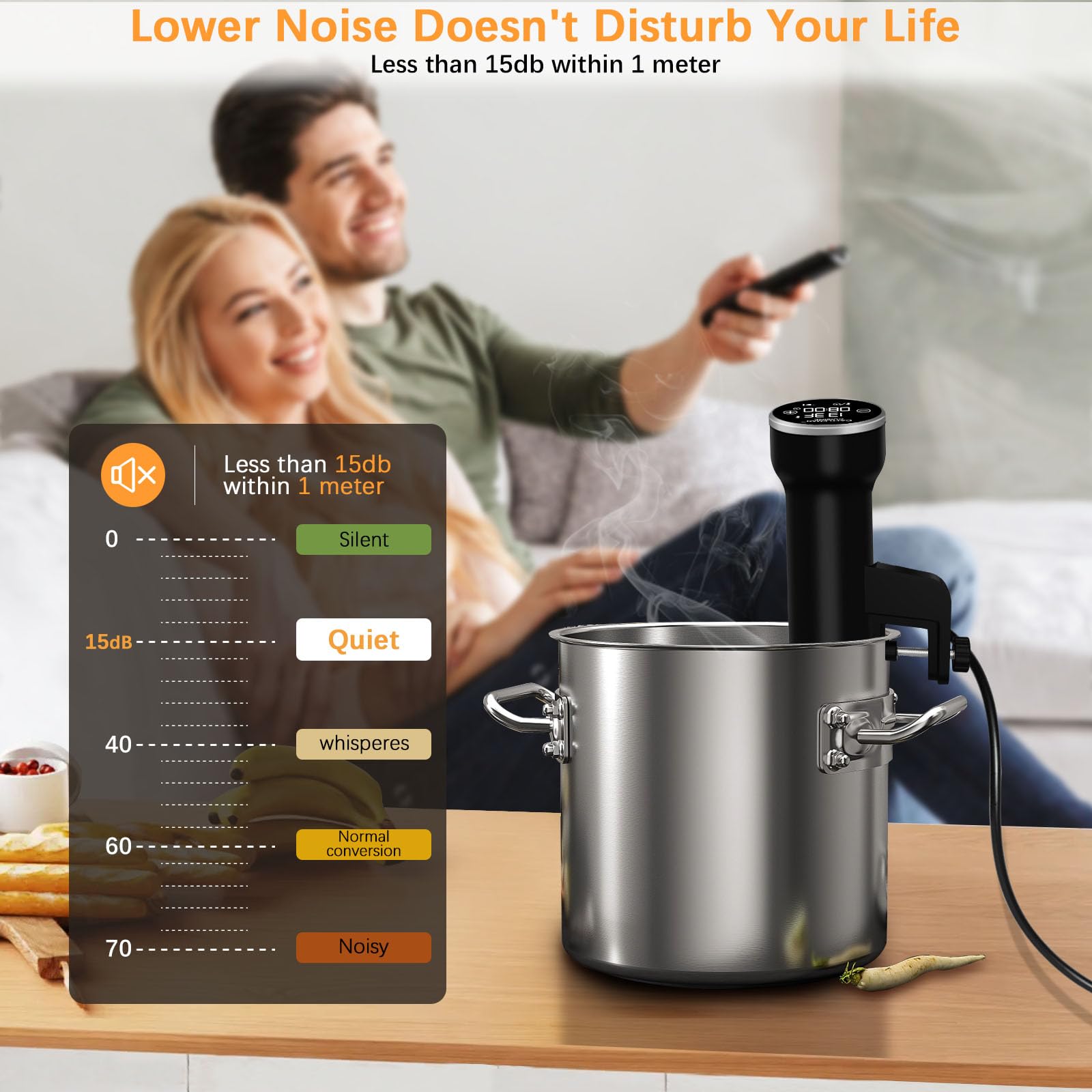 CATTLEMAN Sous Vide Machines Wi-Fi, 1000W, IPX7 Waterproof, Immersion Circulator Precise Cooker, Suvee Cooker with Accurate Temperature&Timer Touch Control, Portable, Noise-free, Fast Heating