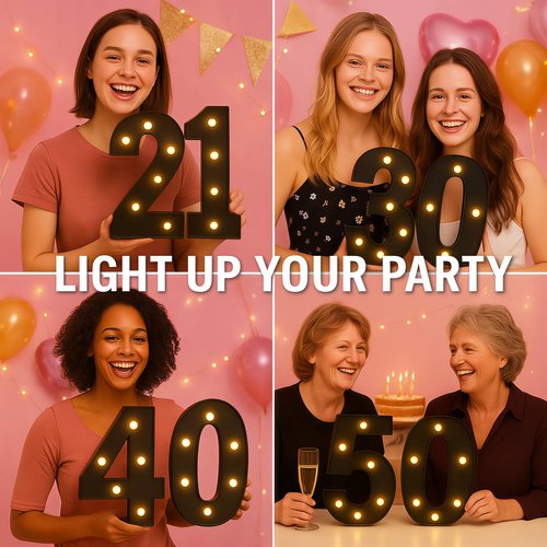 Black 50th Birthday Decorations for Him Her, LED Light Up Numbers 50 Sign Battery-Operated Light-Up Party Decoration 50th birthday gifts for Her