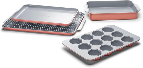 Caraway Nonstick Ceramic Bakeware Set - 5 Pieces of Assorted Baking Pans & Sheets | Non-Toxic, PTFE & PFOA Free - Perracotta