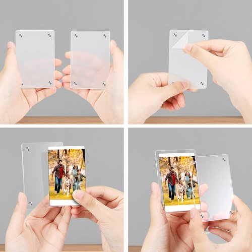 Fintie Acrylic Magnetic Photo Frame for 2x3-Inch Film - Double Sided Fridge Picture Frame for Fujifilm Instax Mini 12 11 EVO 40 99 / Mini Link 3/2 Printer, Polaroid Instant Films - Clear (Pack of 4)