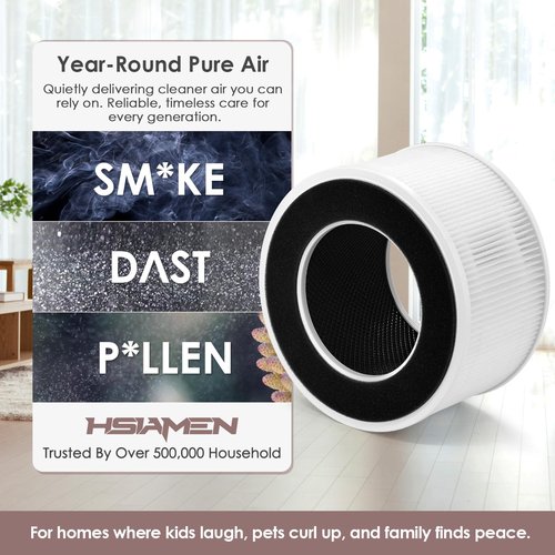 HSIAMEN AP-T65FL Replacement Filter Compatible with HoMedics Air Purifier AP-T65 AP-T65-GY AP-T63, 3-in-1 H13 True HEPA Activated Carbon, 2-Pack
