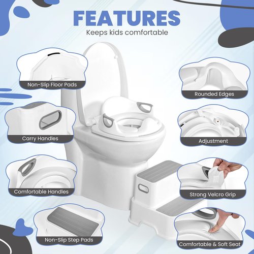 Step Stool, Toilet seat & Faucet Extender for Toddlers with Detachable Step, Non-Slip Floor & Step Pads – Stool Helper for Kids for Kitchen Counter, Bathroom Sink, and Bedroom