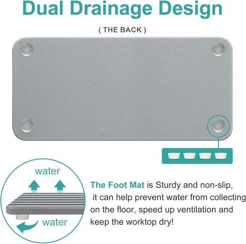 Diatomaceous Earth Dish Drying Mat - Water Absorbing Kitchen & Bathroom Tray | Quick Drying Coaster