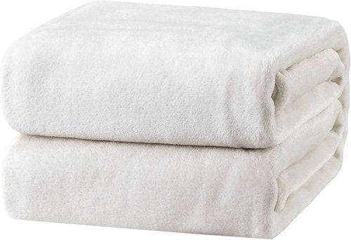 Bedsure GentleSoft Fleece Blanket - King Size White Plush Cozy Microfiber, 108x90 Inches