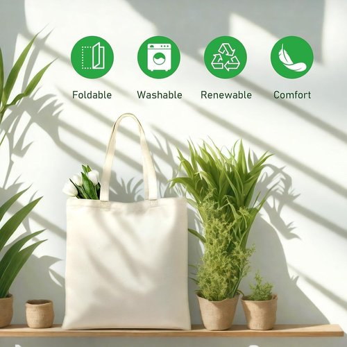 MOLOVA Premium Canvas Reusable Tote Bags - Eco-Friendly Gift Bags for Work & Shopping | 1 Pack