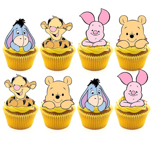 48Pcs Classic Winnie Cupcake Toppers - Baby Shower and Birthday Party Cake Decorations, Party Supplies