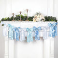 VitalCozy Blue Bow Garland - Pre-Strung Satin Ribbon Decor for Bridal Showers & Birthday Parties