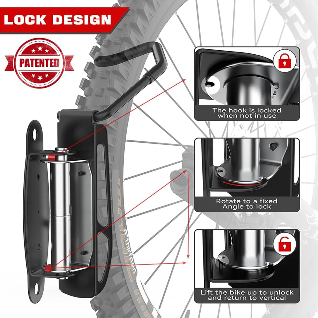 Ultrawall Swivel Bike Rack - 3 Lockable Positions & Double Bearing System | Vertical Wall-Mounted Storage (2 Pack)