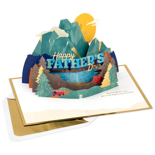 Hallmark Signature Paper Wonder Pop-Up Father's Day Card (Fatherhood Is an Adventure) Mountain, Lake, Trees