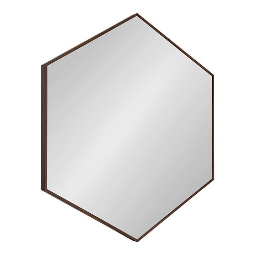 Kate and Laurel Rhodes 6-Sided Hexagon Wall Mirror, 30.75x34.75 Walnut Brown