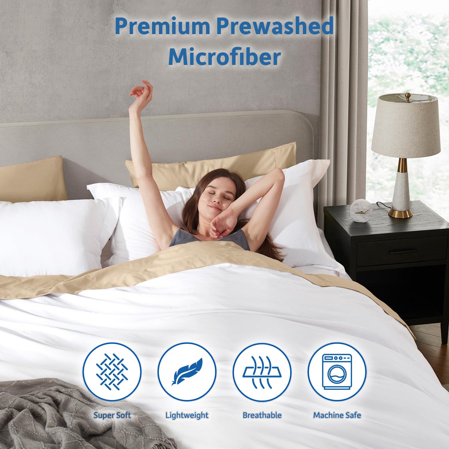 Hearth & Harbor King Duvet Cover Set - 3 Piece Soft Prewashed Bedding Set - Includes 1 Duvet Cover 104x90 inches with Zipper Closure and 2 Pillow Shams, White, Comforter Not Included