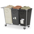 SONGMICS Laundry Basket with Wheels, 3-Section Laundry Sorter, 76.6 Gallons (290 L) Rolling Hamper with Removable Bags, Heavy-Duty Steel Frame, Cream White, Dark Gray and Ink Black URLS010X01