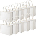 Shappy 10 Pack Burlap Tote Bag Set, Reusable Blank Jute Burlap Grocery Bag with Handle for Bridesmaid Gift Shopping DIY(White)