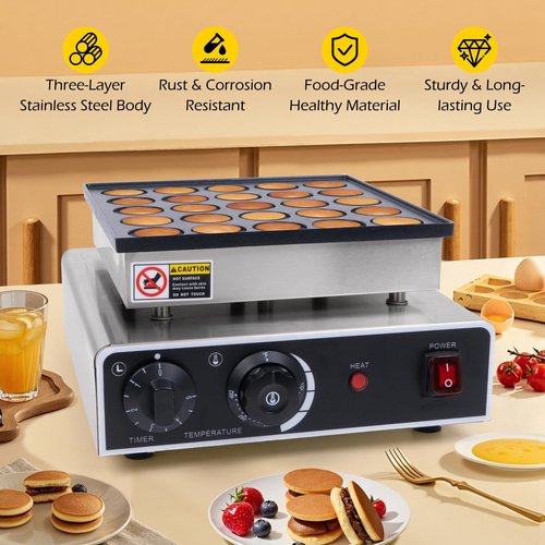 Dyna-Living Mini Dutch Pancake Maker 25PCS Commercial Mini Pancake Maker Non-stick Dorayaki Maker Electric Dutch Pancake Baker 950W Mini Pancake Dutch Machine for Home Kitchen