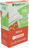 FoodSaver Vacuum Sealer Bags - Custom Fit Airtight Food Storage Rolls, 8" x 20' (Pack of 2)