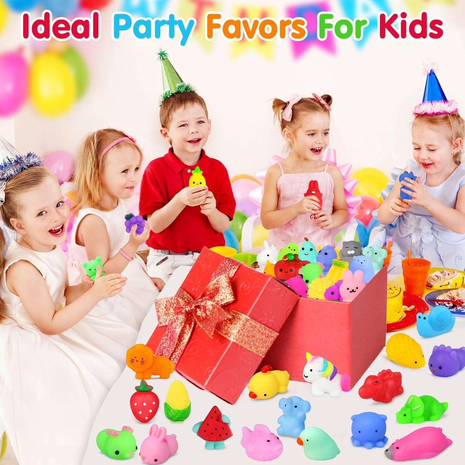 Yunaking 130PCS Kawaii Squishies - Fun Stress Relief Fidget Toys for Kids | Perfect Party Favors & Classroom Prizes