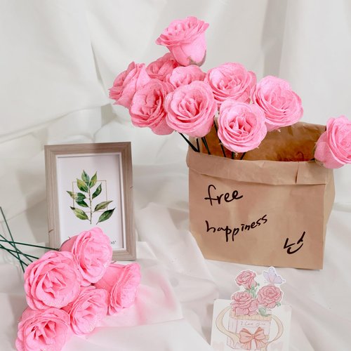 jabeick Glitter Roses Bouquet, Shiny Artificial Roses Flowers with Stems DIY Fake Glitter Flowers Bouquet for Valentines Mothers Day Graduation Birthday Anniversary, 24 Roses (Pink)