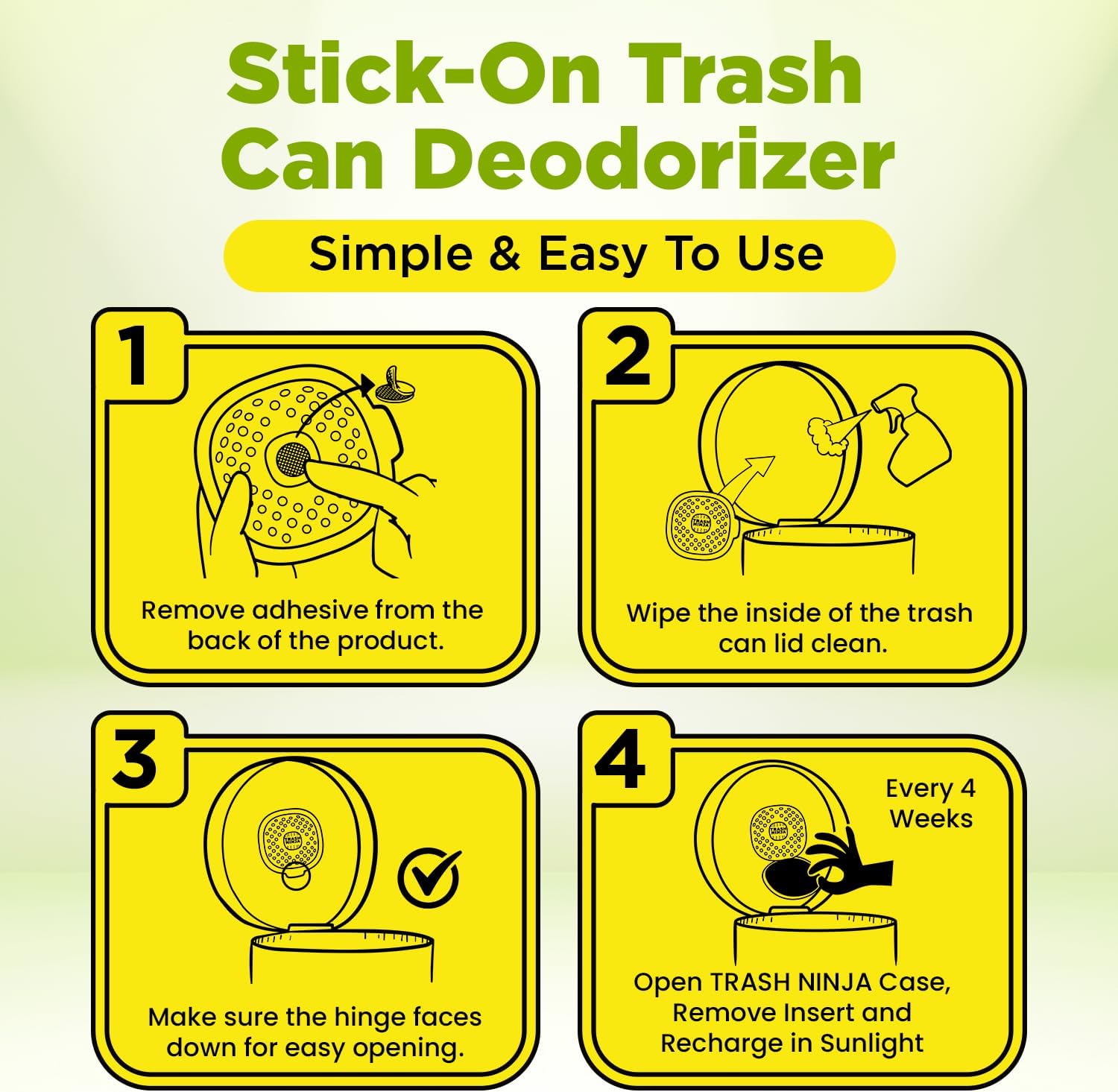 Trash Ninja Odor Eliminator - Long-Lasting Citrus Scent Deodorizer with Activated Charcoal | Perfect for Garbage Cans, Fridges, and Bathrooms