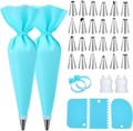 Skiennix Piping Bags and Tips - Reusable Cake Decorating Set with 24 Icing Tips & Accessories