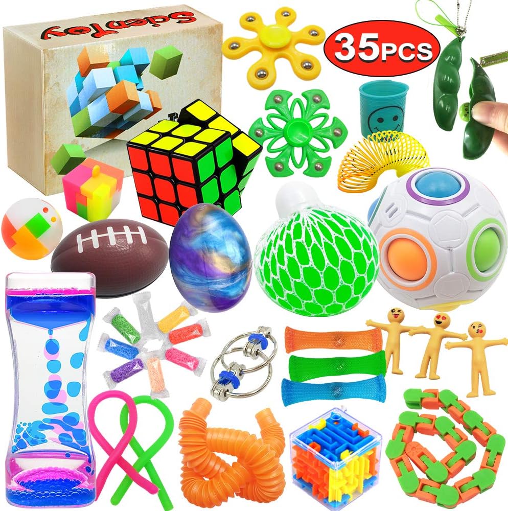 Scientoy Fidget Toy Set - 35 Pcs Sensory Toys for Anxiety Relief | Perfect for Kids & Adults