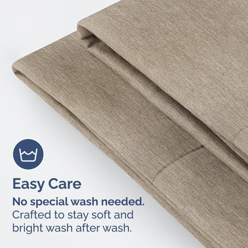 King Pillow Cases Set of 4 - Ultra Soft Hotel Quality Covers | Wrinkle-Free & Fade Resistant - Heathered Beige