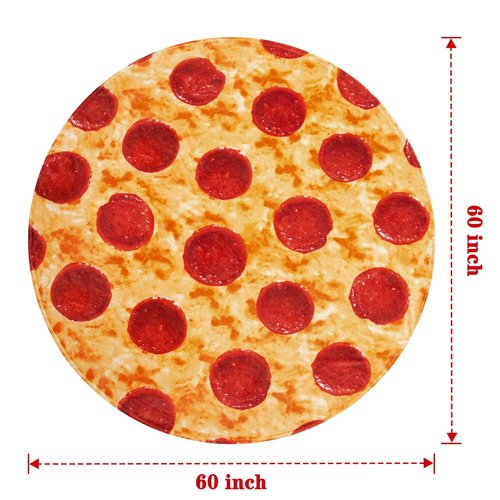 mermaker Pepperoni Pizzas Blanket 60 inches for Adult Kids, Realistic Pizzas Throw Blanket Funny Gifts for Women Men Teen Boy Girl, 285 GSM Soft Flannel Food Blanket for Christmas Birthday Gifts-Red