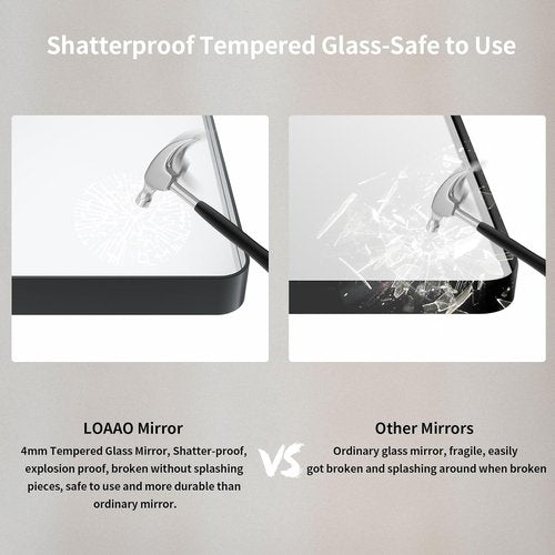 LOAAO Black Metal Framed Bathroom Mirror - Large 84x32 Inch Rounded Rectangle, Anti-Rust Tempered Glass, Versatile Hang Options