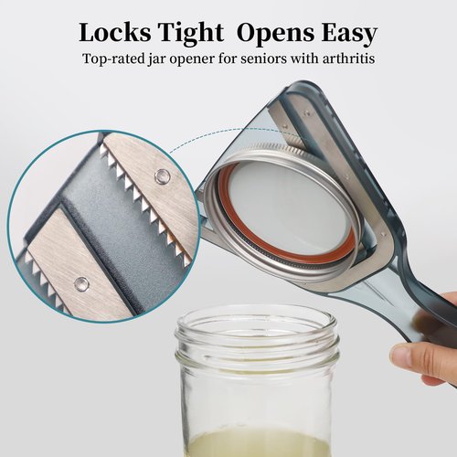 Jar Opener for Weak Hands & Seniors with Arthritis – Easy Twist-Off Lid & Bottle Opener – Ergonomic Non-Slip Handle, Unique Kitchen Gadget & Ideal Christmas Gift for Elderly, Women & Men (Gray)