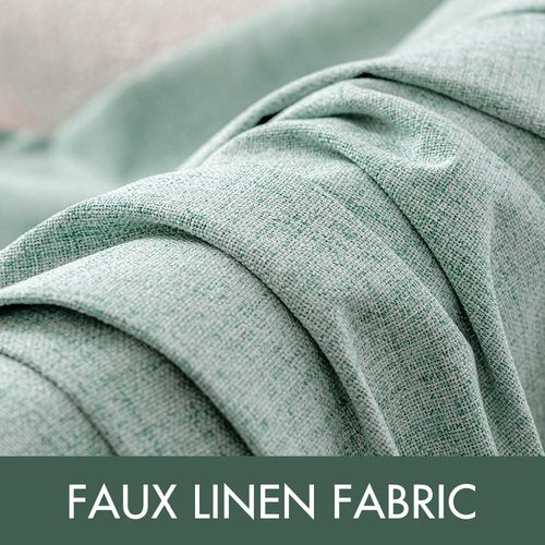 MIULEE 90-Inch Linen Texture Curtains - 100% Blackout Thermal Insulated Seafoam Green Drapes | 52x90 Inch (2 Panels)