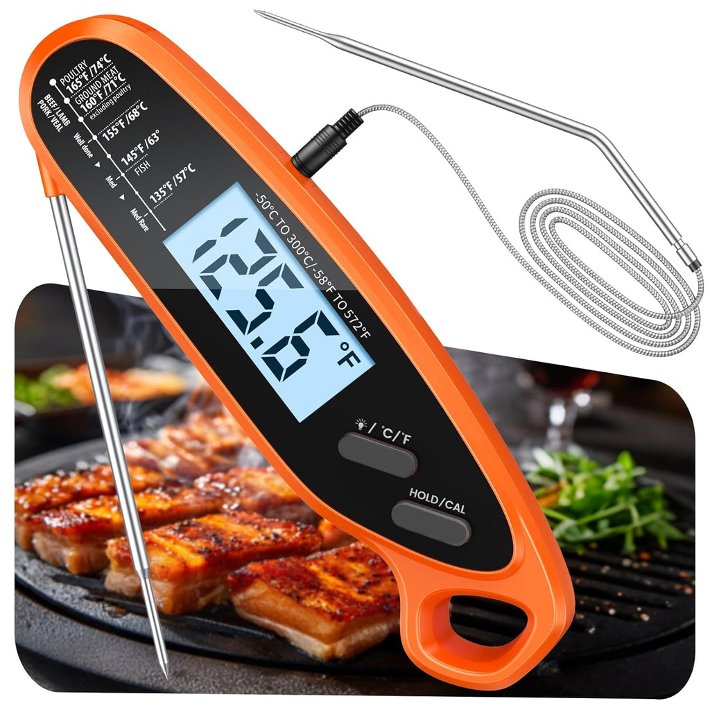 Skiennix Digital Meat Thermometer - Dual Probe with Large Backlit Display for Accurate Cooking
