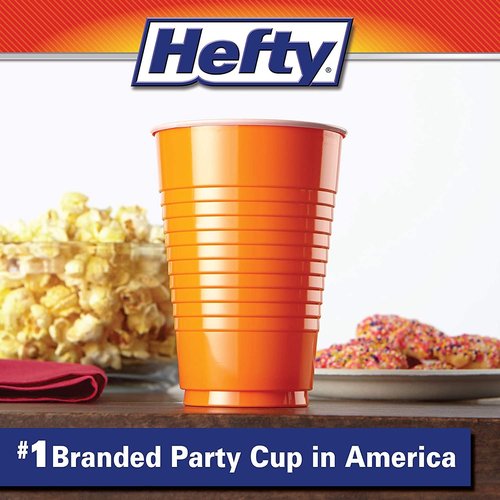 Hefty Party On Disposable Plastic Cups - Assorted Colors, 16 Ounce, 100 Count