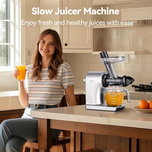 Juicer Machines,ORMEO HOME Cold Press Slow Masticating Juicers with 3.60"Large Feed Chute For Vegetable and Fruit,Easy to Clean,Quiet Motor,BPA-Free,High Juice Yield(Updated)