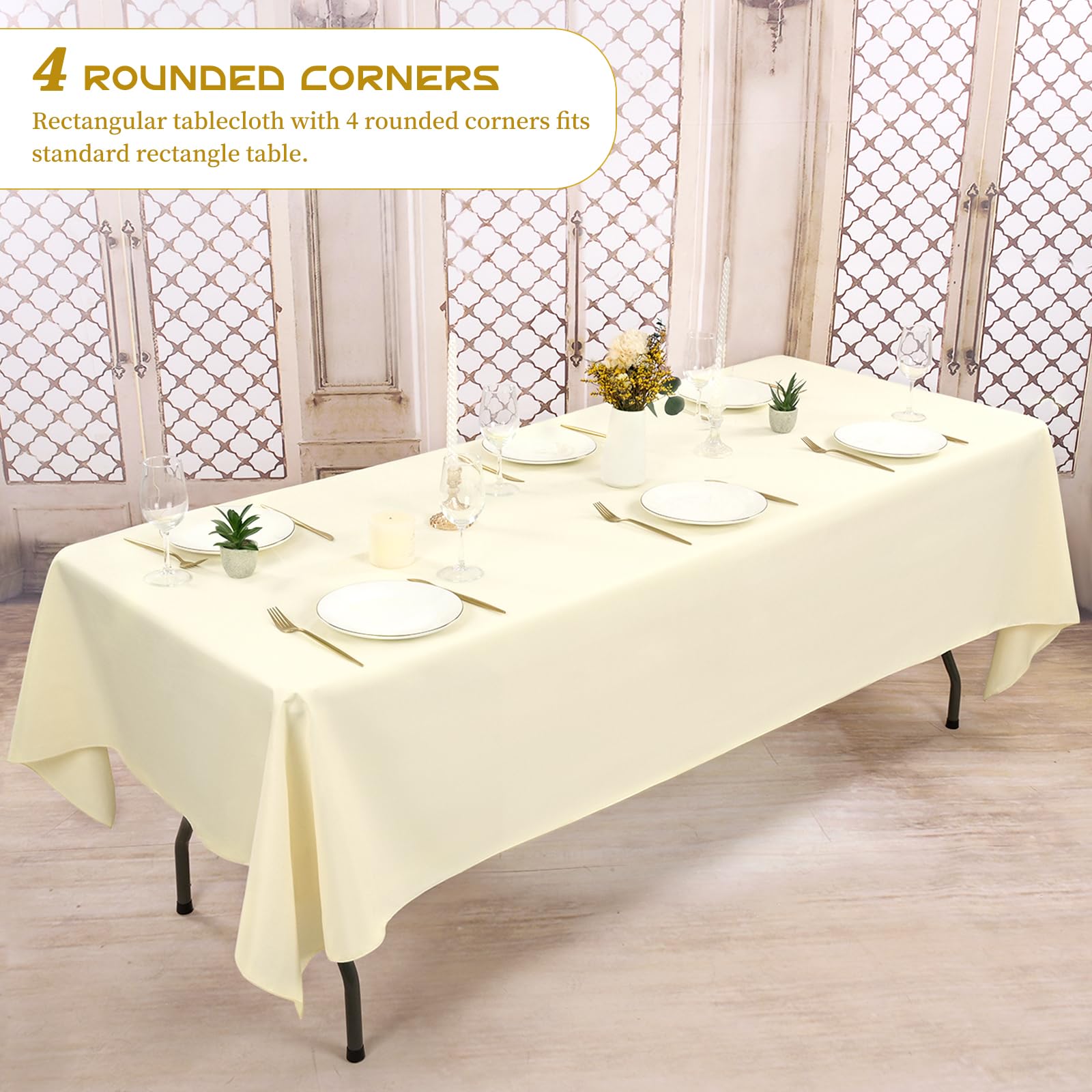 Showgeous 12 Pack Table Cloth Beige Tablecloth 60 x 102 Inch Table Clothes for 6 Foot Rectangle Tables, Wrinkle Resistant Washable Polyester Table Cover for Wedding Parties Banquet