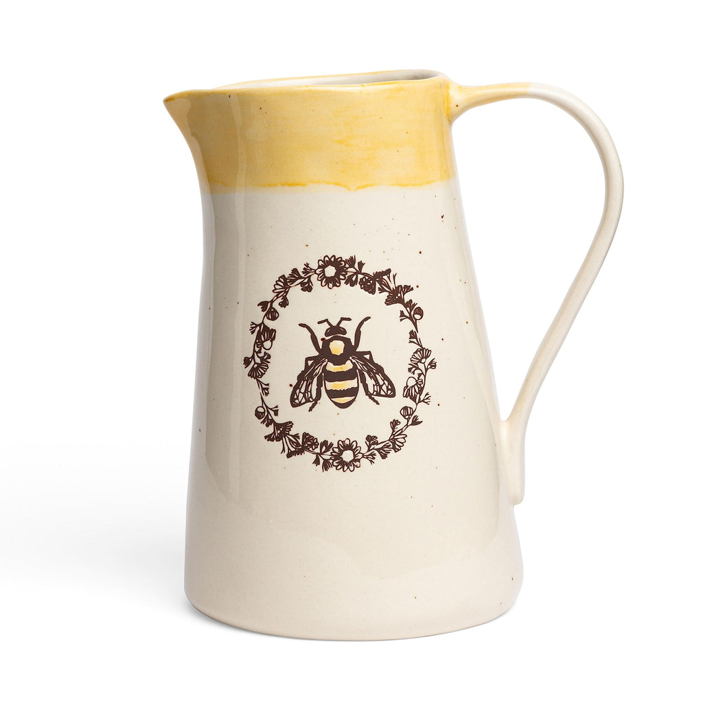 Young's Inc. Ceramic Water Pitcher - Large Serving Pitcher for Iced Tea, Coffee, and Cold Drinks - Ideal for Family Gatherings, Dinner Parties, and Brunches - 7" x 4.75" x 9.5" - Bee