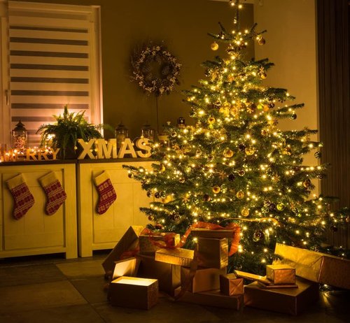 LAMPHOME 66ft Golden Christmas Decorative Mini Lights,200 LED Green Wire Fairy Starry String Lights Plug in, 16 Lighting Modes for Indoor Outdoor Xmas Tree Wedding Party (Yellow)