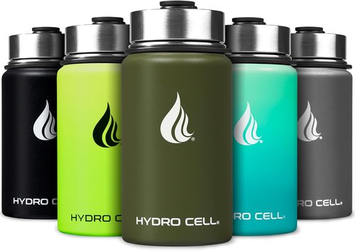 HYDRO CELL Stainless Steel Insulated Water Bottle - Versatile for Hot & Cold Drinks | 14oz Army Flask
