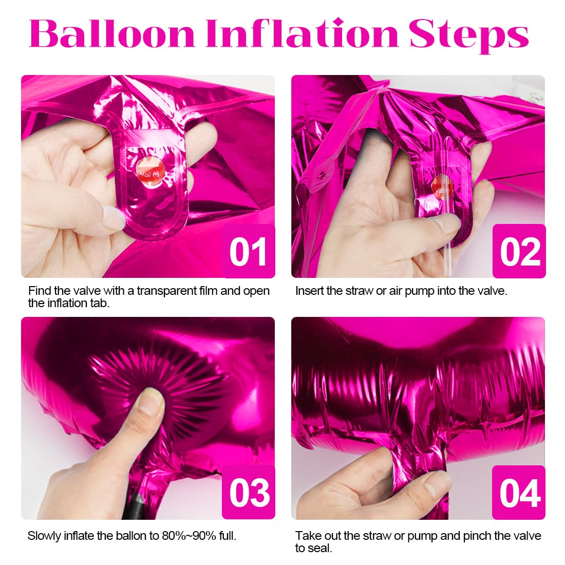 Pink Heart Balloons, 12 Pcs Hot Pink Foil Heart Shaped Balloons, 18 Inch Light Pink Mixed Heart Balloon Light Candy Color Helium Love Balloon for Valentines Day Wedding Engagement Party Decorations