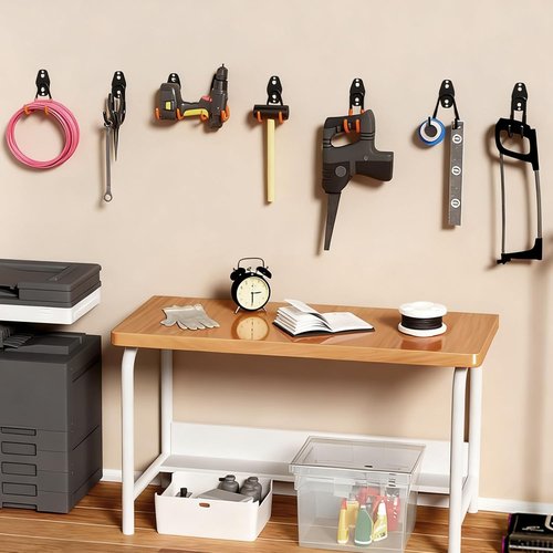 GeeWatom Garage Storage Utility Hooks - Durable Steel Wall Mount Garden Tool Organizer | 4 Pack Black