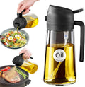 YARRAMATE Glass Olive Oil Sprayer - 16oz Premium Food Grade Dispenser for Cooking & BBQ (Black)