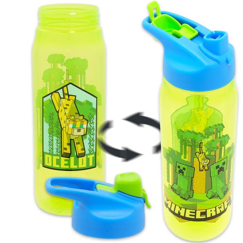 Minecraft Water Bottle Set for Boys - Bundle with a Refillable 20oz Container, Stickers, and More Sports Bottle for Kids, Girls