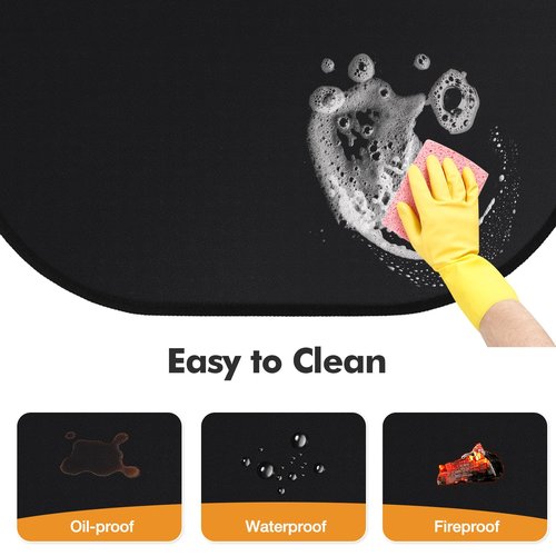 Fireplace Mat, 2' x 3'6'' x 0.06'' Fireplace Rugs Fire Resistant, Fiberglass and Non-Slip Bottom Hearth Rugs for Fireplaces Fire Resistant, Hearth Pads for Wood Stove Fireplace Indoor Outdoor, Black